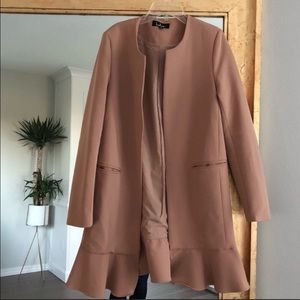 Lulus camel brown blazer with ruffle detail